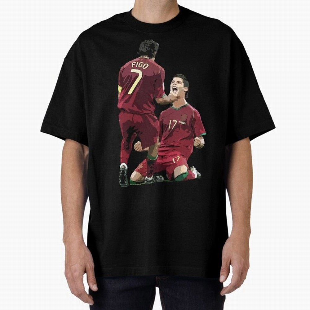 Luis Figo & Cristiano Ronaldo Oversized T-Shirt Represent Football Lovers during FIFA World Cup 2026 Connected to CR7, Netherlands Energy, Classic Soccer Heritage, Championship Pressure, Fan Loyalty and International Pride; Great for Watch Parties,