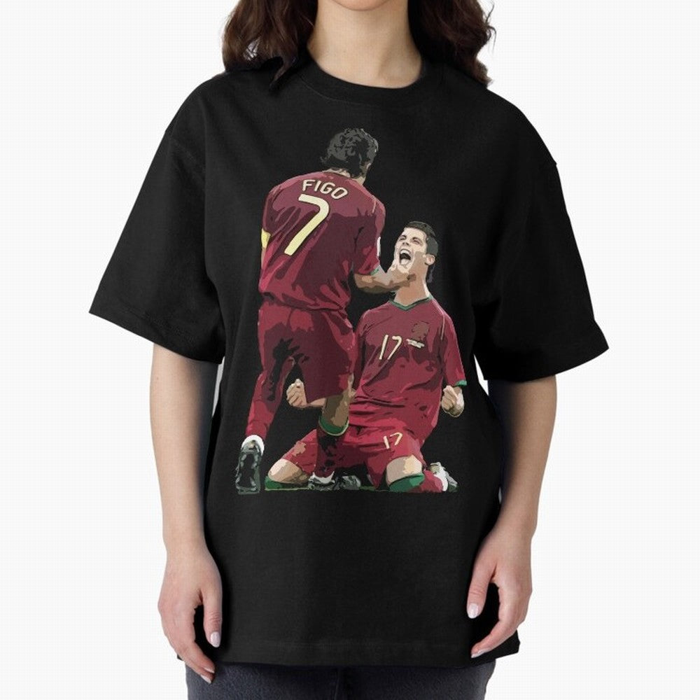 Luis Figo & Cristiano Ronaldo Oversized T-Shirt Represent Football Lovers during FIFA World Cup 2026 Connected to CR7, Netherlands Energy, Classic Soccer Heritage, Championship Pressure, Fan Loyalty and International Pride; Great for Watch Parties,