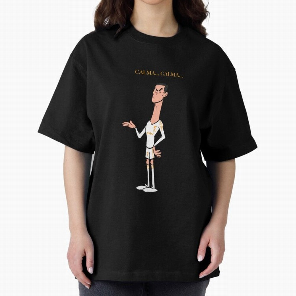 Cristiano Ronaldo ¨C Calma Calma Shirt Celebration (Cartoon) Oversized T-Shirt Live the Energy of FIFA World Cup 2026 Spirit, with France, Messi and Cristiano Ronaldo, Football Passion, Legendary Performances, Festival Vibes and Supporter