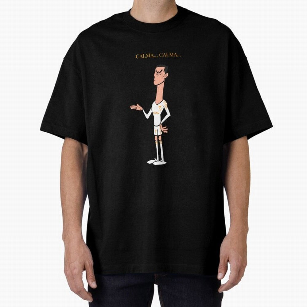 Cristiano Ronaldo ¨C Calma Calma Shirt Celebration (Cartoon) Oversized T-Shirt Live the Energy of FIFA World Cup 2026 Spirit, with France, Messi and Cristiano Ronaldo, Football Passion, Legendary Performances, Festival Vibes and Supporter