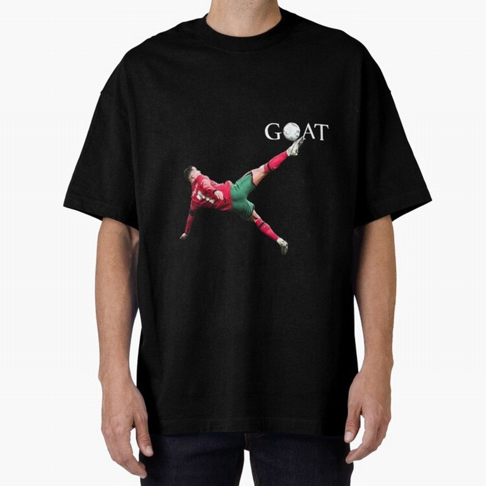 GOAT in Motion: Ronaldo's Iconic Bicycle Kick Oversized T-Shirt Celebrate Football Heritage in Global Football Passion for FIFA World Cup 2026 USA Canada Mexico, Inspired by Neymar, England and Germany, Classic Soccer Heritage, Championship