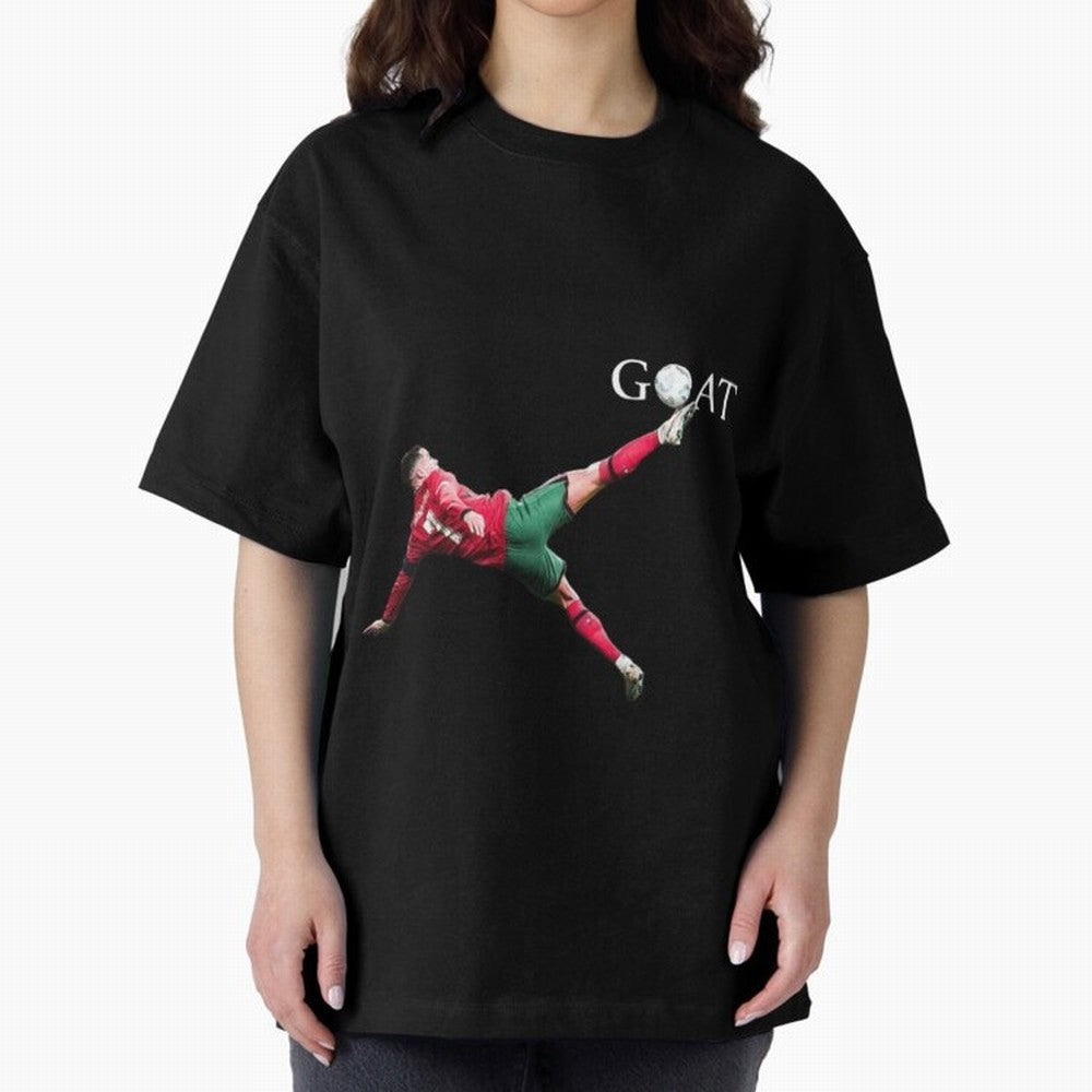 GOAT in Motion: Ronaldo's Iconic Bicycle Kick Oversized T-Shirt Celebrate Football Heritage in Global Football Passion for FIFA World Cup 2026 USA Canada Mexico, Inspired by Neymar, England and Germany, Classic Soccer Heritage, Championship