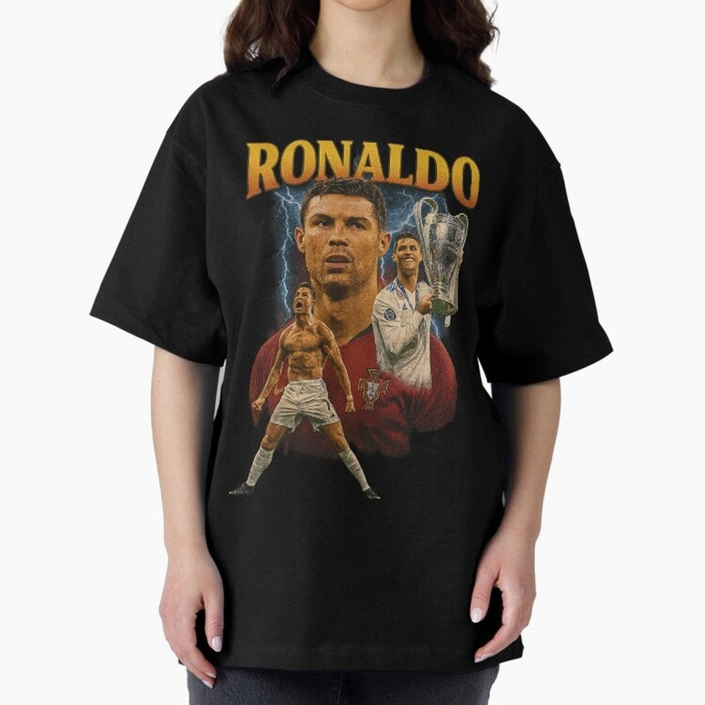 Cristiano Ronaldo CR7 Retro clothing | Vintage Football Legend Oversized T-Shirt Celebrate Fan Favorites in Match Day Hype around FIFA World Cup 2026, Haaland and Mbappe, Brazil, Sports Nostalgia, International Competition, Famous Players and