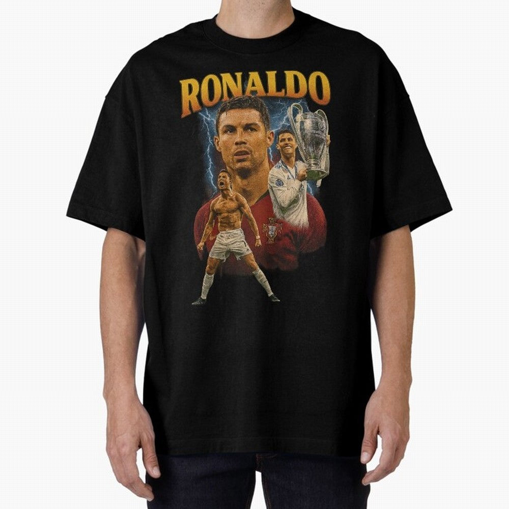 Cristiano Ronaldo CR7 Retro clothing | Vintage Football Legend Oversized T-Shirt Celebrate Fan Favorites in Match Day Hype around FIFA World Cup 2026, Haaland and Mbappe, Brazil, Sports Nostalgia, International Competition, Famous Players and