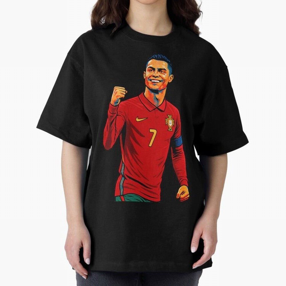 Cristiano Ronaldo Goal Pop Art Oversized T-Shirt Join Supporters Worldwide for FIFA World Cup 2026 USA Canada Mexico Inspired by Neymar, Haaland and Cristiano Ronaldo, Brazil Energy, Football Festival Excitement, Trophy Ambitions, Country Rivalries