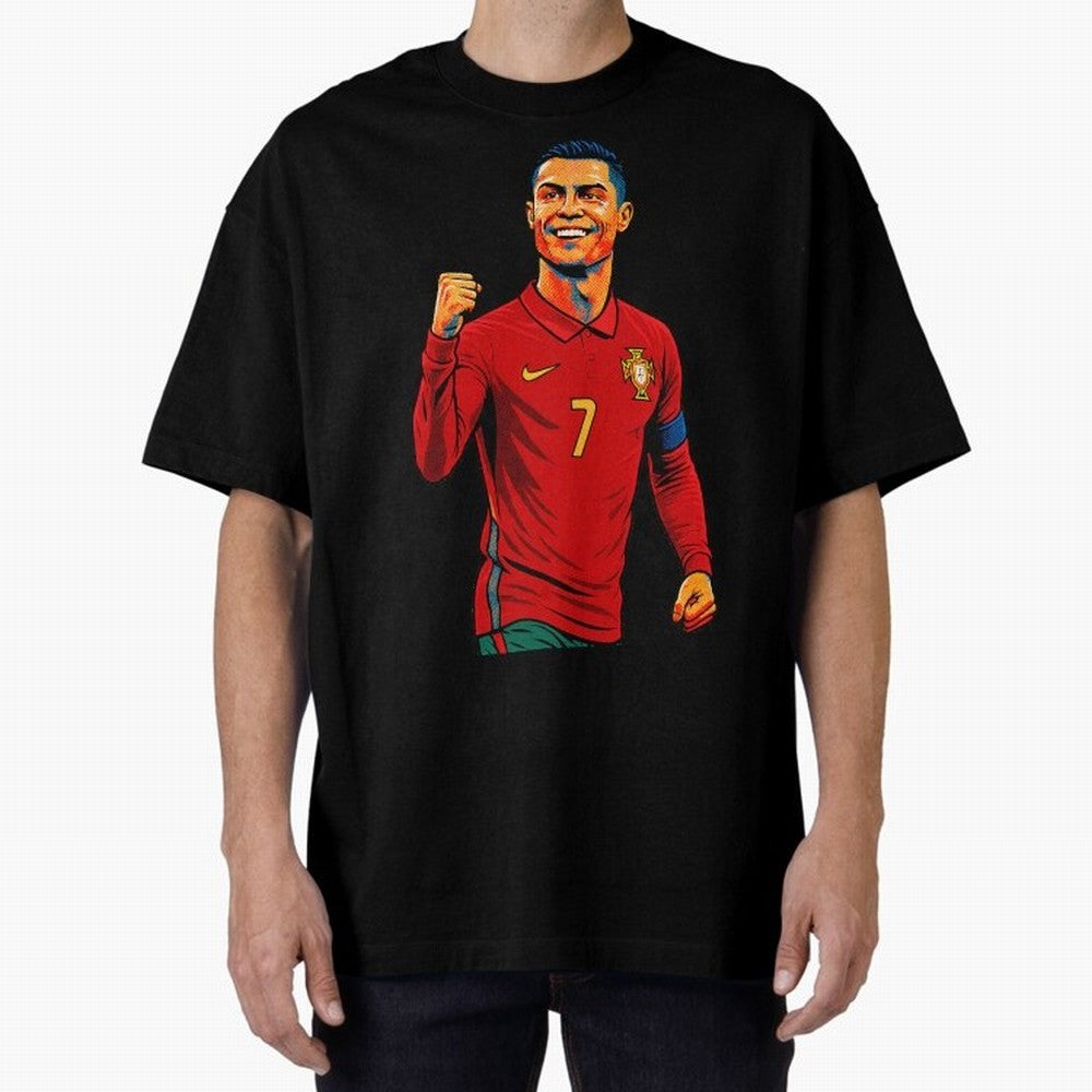 Cristiano Ronaldo Goal Pop Art Oversized T-Shirt Join Supporters Worldwide for FIFA World Cup 2026 USA Canada Mexico Inspired by Neymar, Haaland and Cristiano Ronaldo, Brazil Energy, Football Festival Excitement, Trophy Ambitions, Country Rivalries