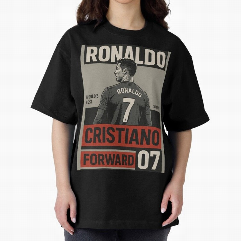 CR7 Legacy ¨C Cold Blooded Greatness Poster Art Oversized T-Shirt Live for the Drama of Global Football Passion for FIFA World Cup 2026, Driven by Mbappe and Neymar, Spain and Netherlands, Classic Soccer Heritage, Championship Pressure, Fan Loyalty