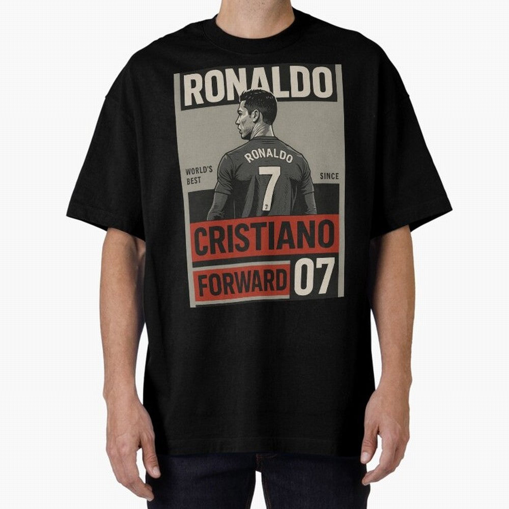 CR7 Legacy ¨C Cold Blooded Greatness Poster Art Oversized T-Shirt Live for the Drama of Global Football Passion for FIFA World Cup 2026, Driven by Mbappe and Neymar, Spain and Netherlands, Classic Soccer Heritage, Championship Pressure, Fan Loyalty