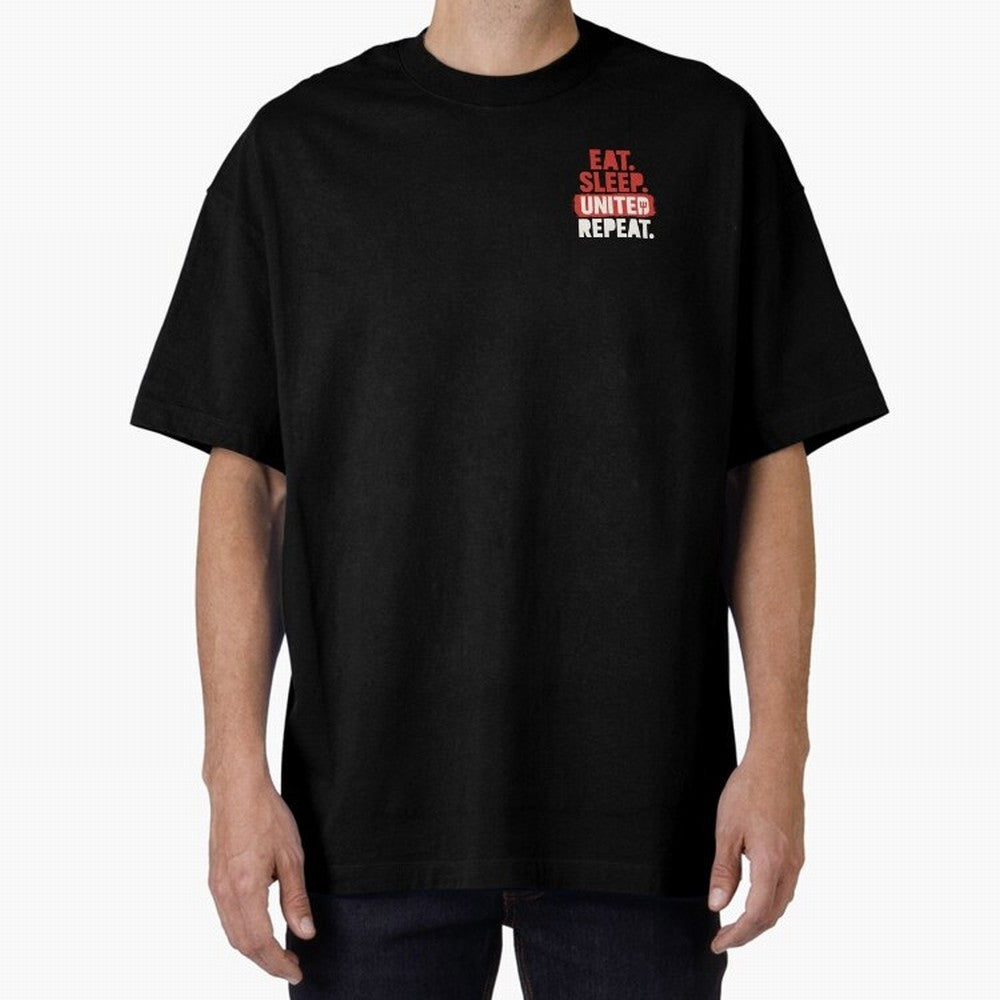 Eat Sleep United Repeat Oversized T-Shirt Showcase FIFA World Cup 2026 USA Canada Mexico Made for CR7 and Messi, Spain Energy, Fan Favorite Moments, National Team Passion, Big Match Drama and Soccer History; Ideal for Fans Who Follow Messi,