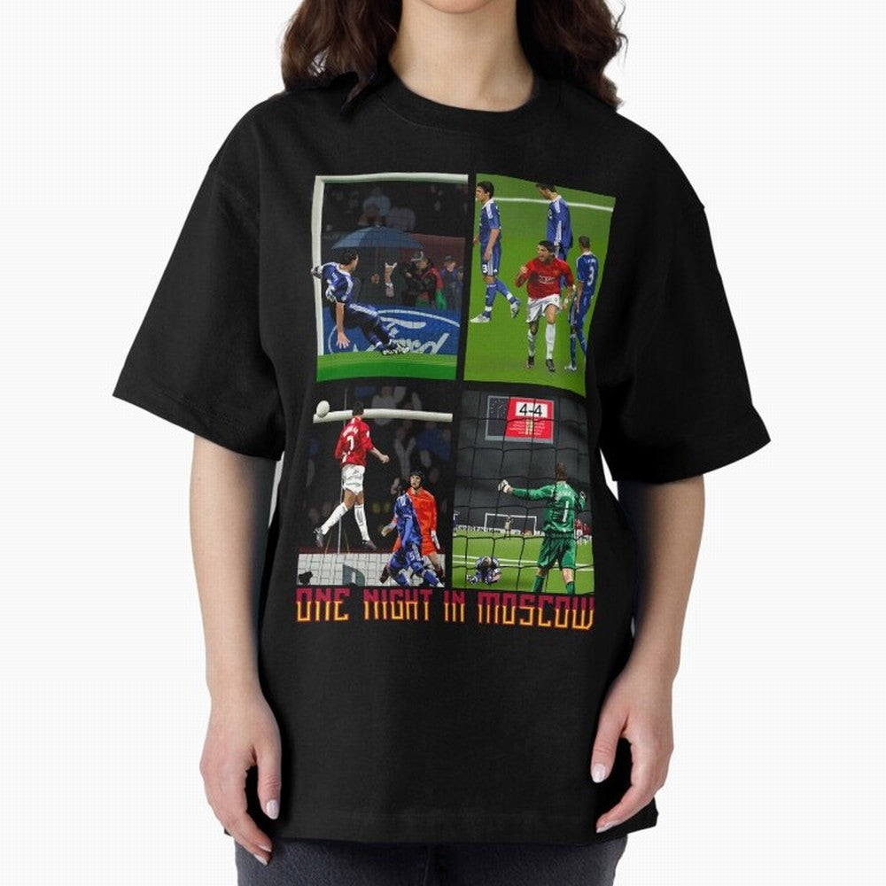 One Night in Moscow ¨C Manchester United 2008 Champions League Glory Artwork Oversized T-Shirt Build FIFA World Cup 2026 Group Stage Centered on Cristiano Ronaldo, England and Germany Energy, Game Day Rituals, Football Legends, Country Pride and
