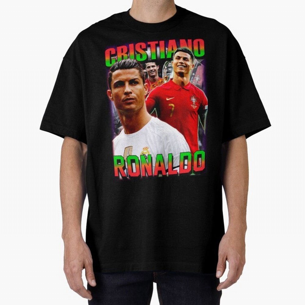 Cristiano Ronaldo Graphic Oversized T-Shirt Share the FIFA World Cup 2026 Journey through Mbappe Highlights, Portugal Pride, Tournament Hype, Historic Matchups, Family Viewing Parties and Global Sports Pride; Ideal for Fans Who Follow Messi,