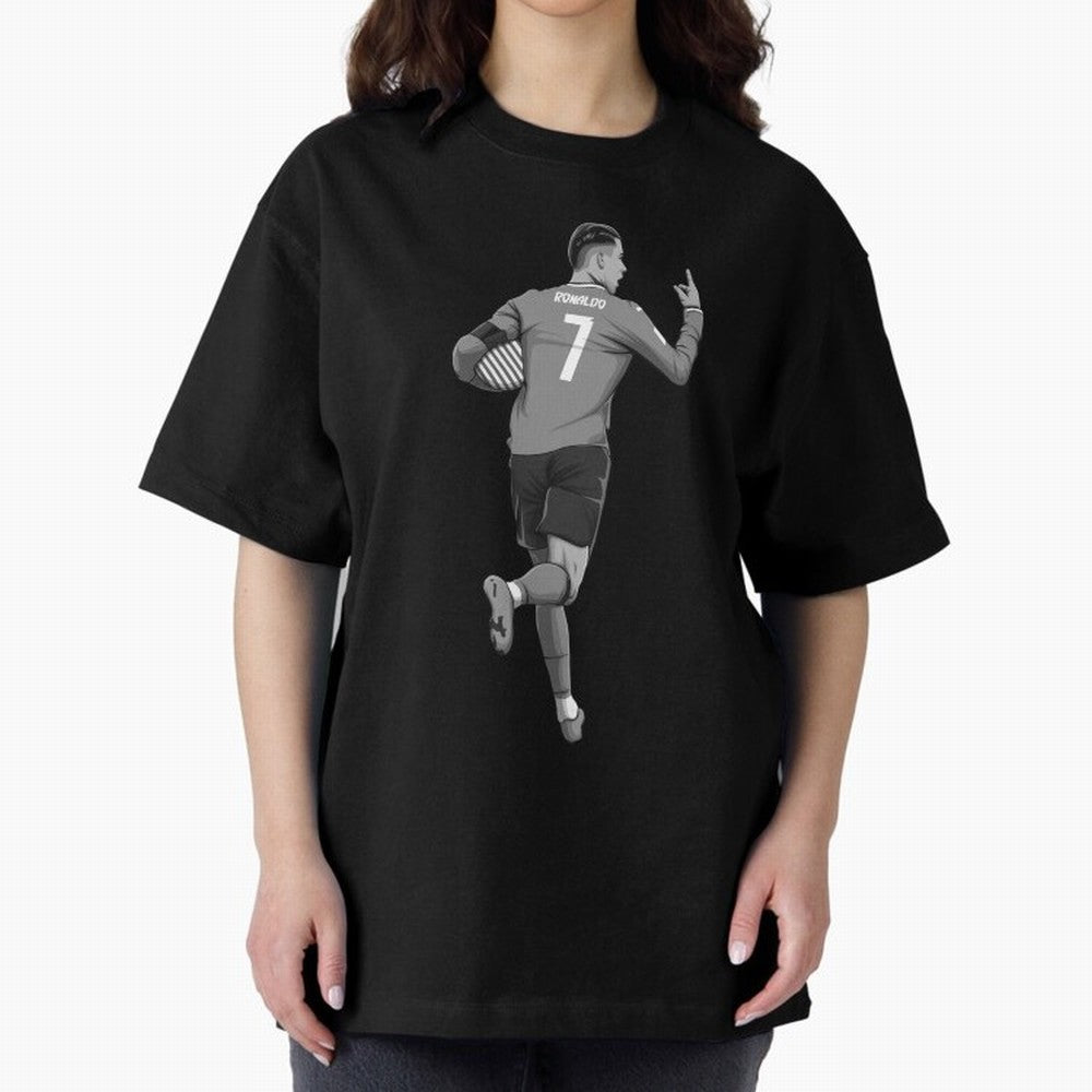 Cristiano Ronaldo Black and White Version Oversized T-Shirt Honor FIFA World Cup 2026 for Fans of Mbappe and France, Bringing Stadium Chants, National Pride, Trophy Dreams and Unforgettable Football Memories; Built for Supporters Chasing Trophy