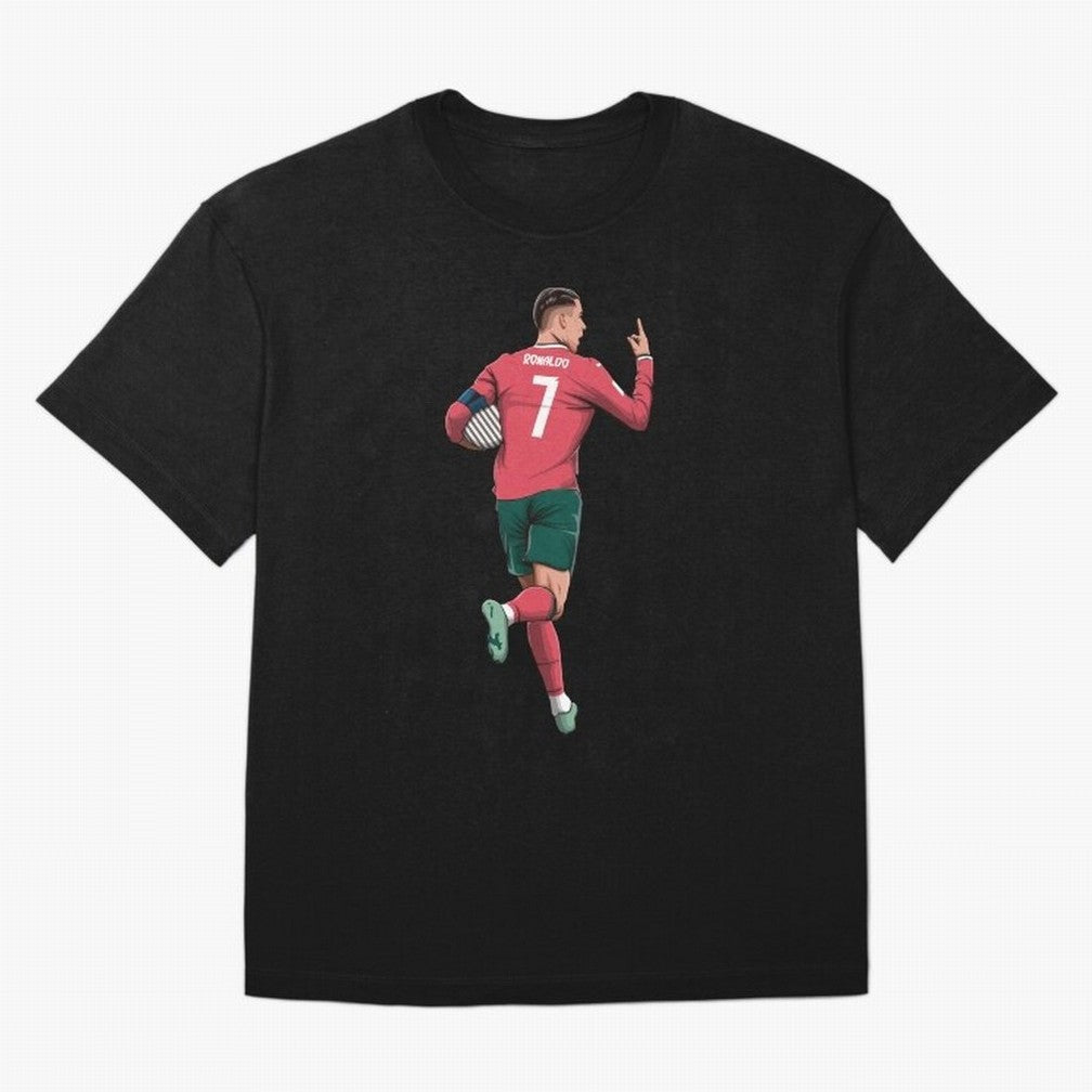 Cristiano Ronaldo Oversized T-Shirt Celebrate Football Dreams Across Global Football Passion for FIFA World Cup 2026 Group Stage, Centered on Haaland, Portugal, Global Supporter Spirit, Legendary Goals, National Colors and Tournament Celebration;