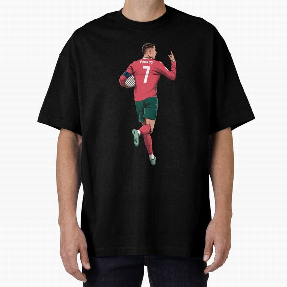 Cristiano Ronaldo Oversized T-Shirt Celebrate Football Dreams Across Global Football Passion for FIFA World Cup 2026 Group Stage, Centered on Haaland, Portugal, Global Supporter Spirit, Legendary Goals, National Colors and Tournament Celebration;