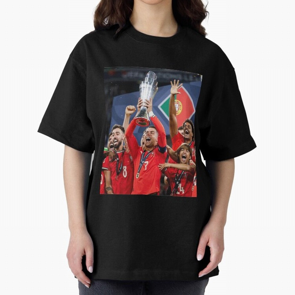 Portugal Football Team | 2025 Champions | Illustration Drawing Oversized T-Shirt Stand Out with Spirit from Match Day Hype around FIFA World Cup 2026 USA Canada Mexico, Cristiano Ronaldo, Brazil, Portugal and Argentina, Champion Mindset, Group