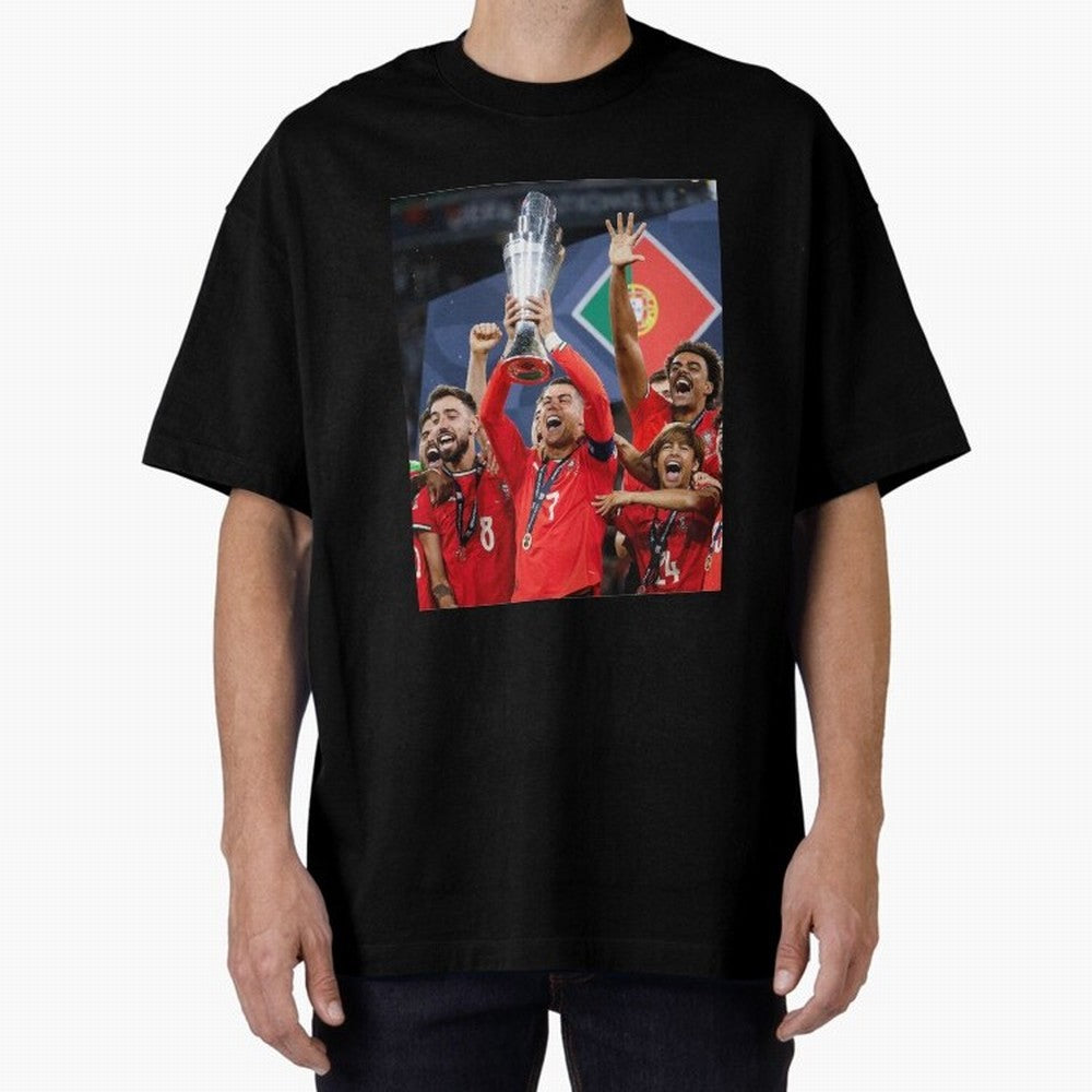 Portugal Football Team | 2025 Champions | Illustration Drawing Oversized T-Shirt Stand Out with Spirit from Match Day Hype around FIFA World Cup 2026 USA Canada Mexico, Cristiano Ronaldo, Brazil, Portugal and Argentina, Champion Mindset, Group