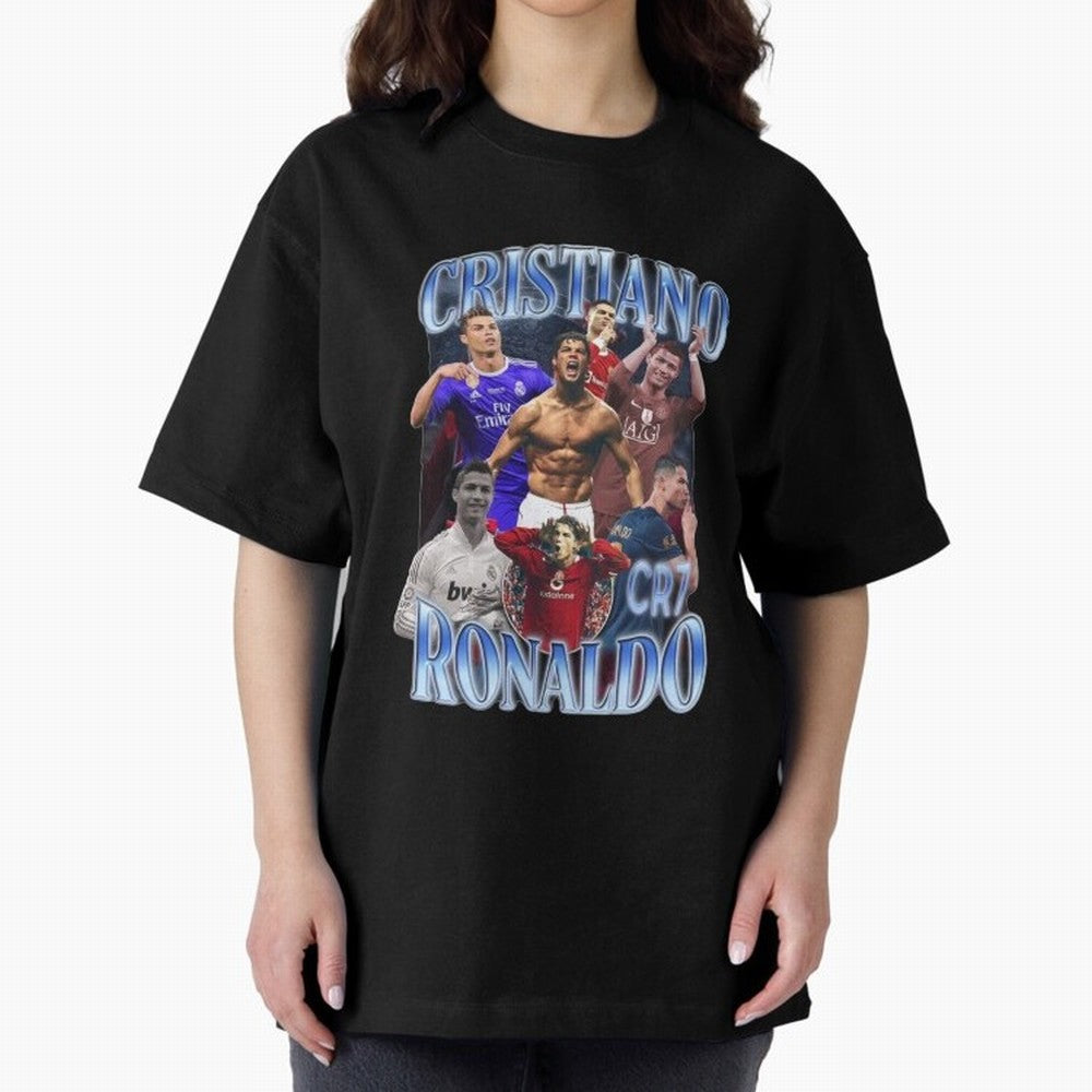 Cristiano Ronaldo GOAT Oversized T-Shirt Represent the Passion of FIFA World Cup 2026 Group Stage with Messi, Neymar and Mbappe, Spain Energy, Match Day Excitement, Supporter Culture, Golden Goals and Global Football Passion; Created for Match Day