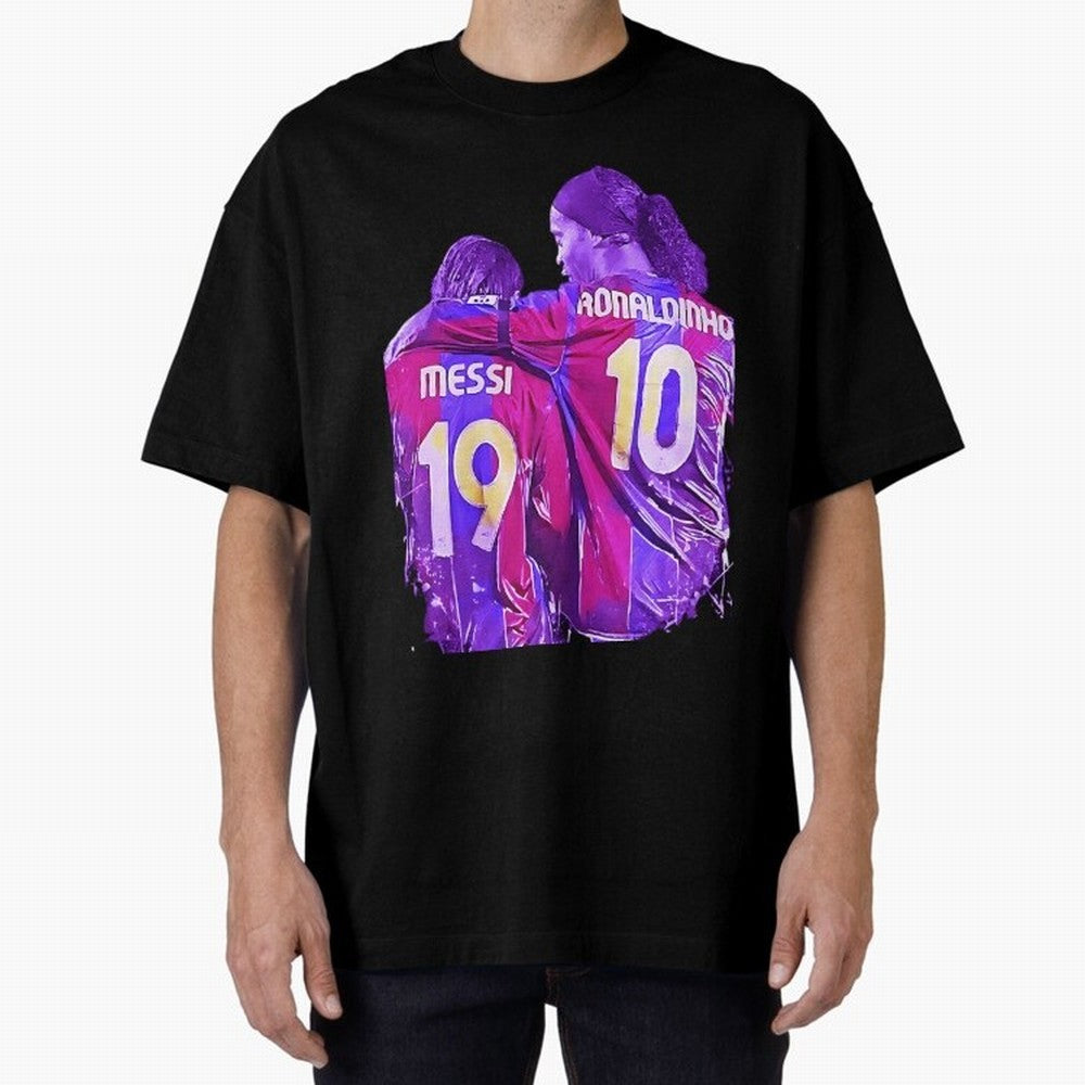 ronaldinho and messi - goat Oversized T-Shirt Represent Football Lovers during the FIFA World Cup 2026 Journey through Messi and Cristiano Ronaldo Highlights, France and Portugal Pride, Football Festival Excitement, Trophy Ambitions, Country