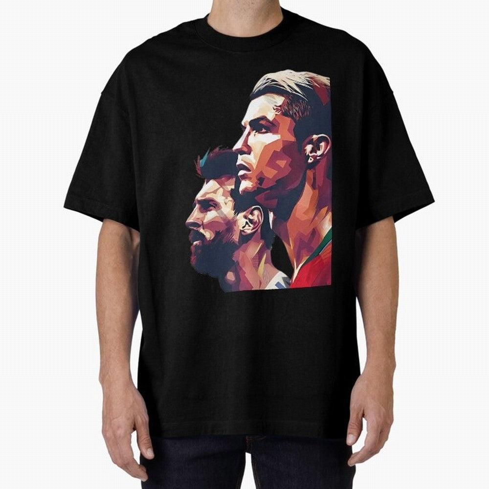 ronaldo and messi - Goat Oversized T-Shirt Relive the Noise and Pride of FIFA World Cup 2026 Inspired by Haaland, Portugal, Spain and Germany Energy, Game Day Rituals, Football Legends, Country Pride and the Road to the Final; Perfect for People