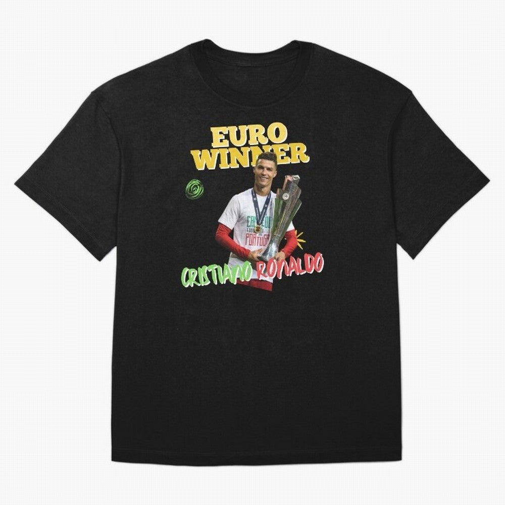 Cristiano Ronaldo Euro Winner Oversized T-Shirt Get Ready for Global Football Passion for FIFA World Cup 2026, Highlighting Mbappe, France, Sports Nostalgia, International Competition, Famous Players and Unforgettable Victories; Built for