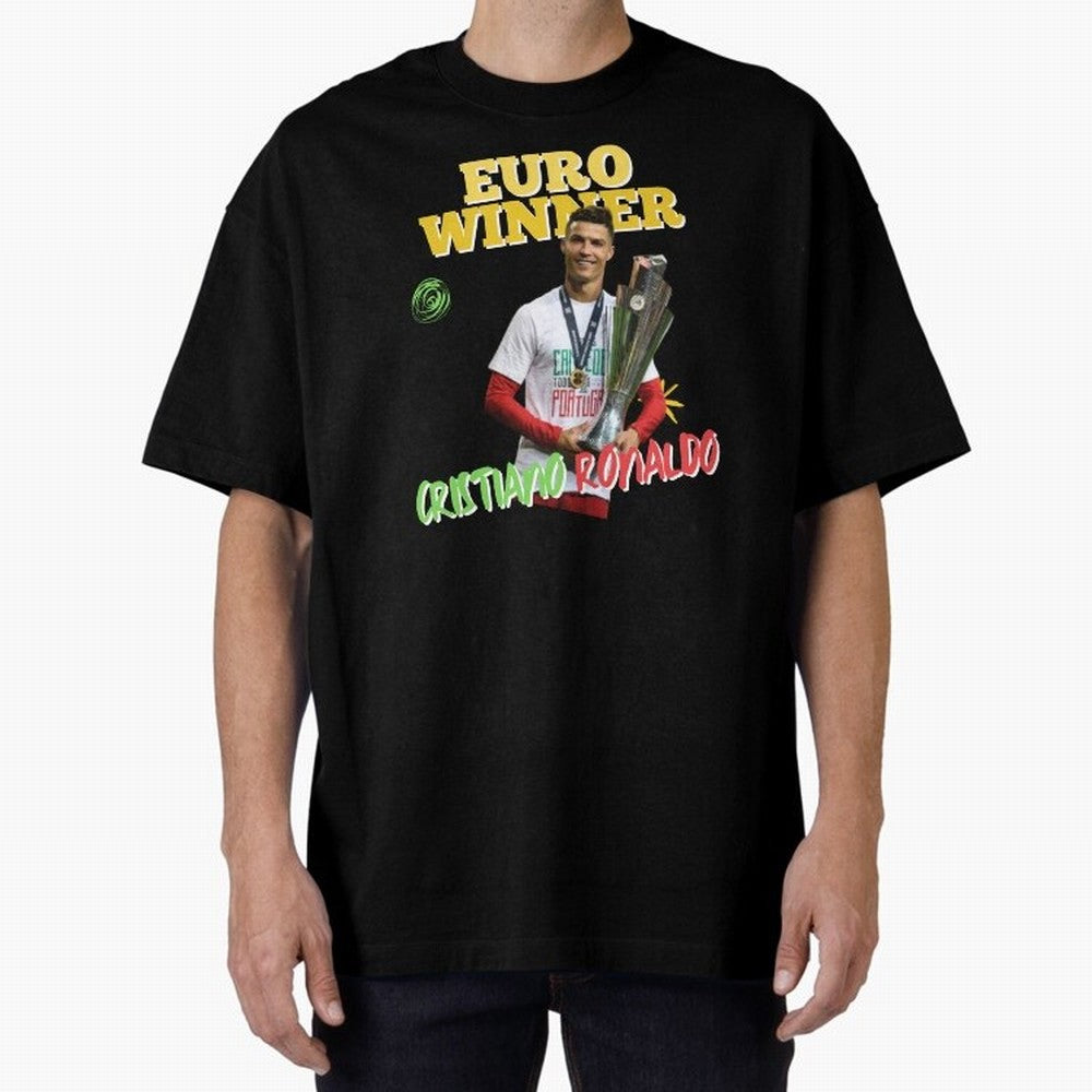 Cristiano Ronaldo Euro Winner Oversized T-Shirt Get Ready for Global Football Passion for FIFA World Cup 2026, Highlighting Mbappe, France, Sports Nostalgia, International Competition, Famous Players and Unforgettable Victories; Built for