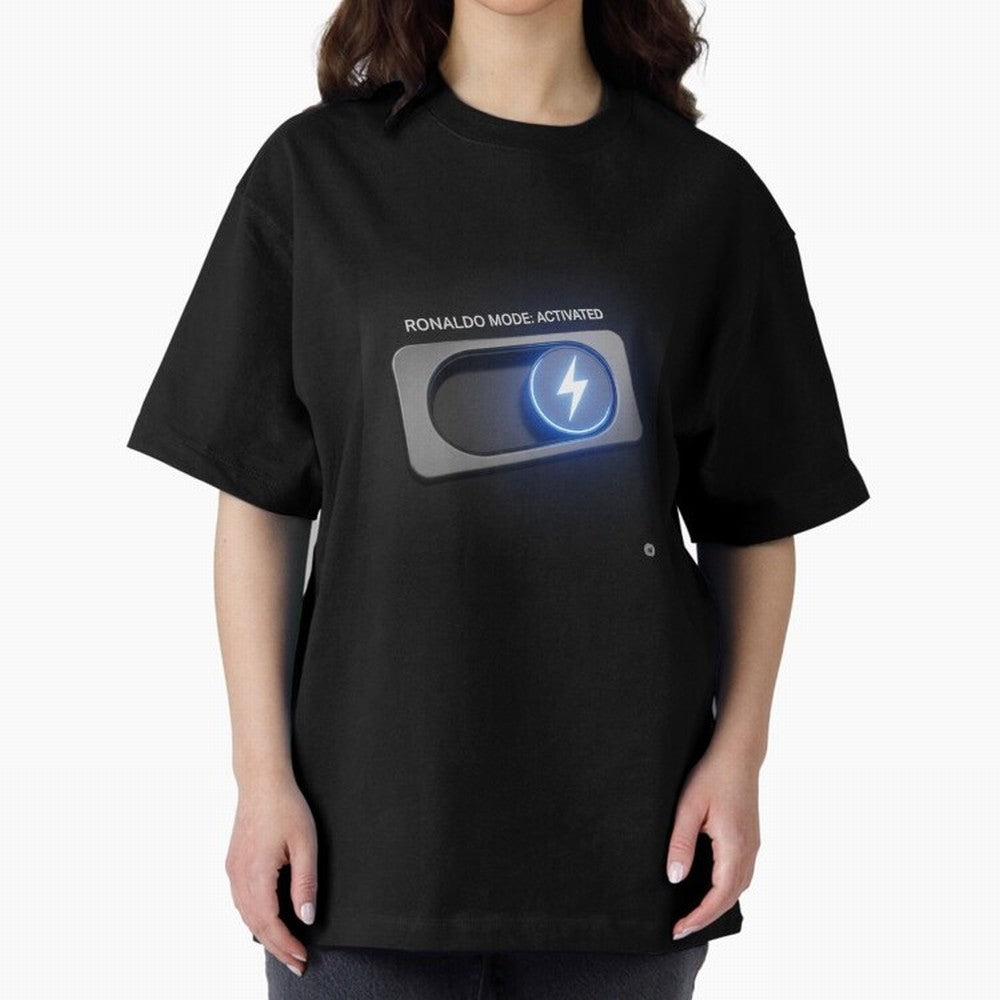 Ronaldo Mode: Activated ¨C Power Switch Football Art Oversized T-Shirt Make Every Kick Count in FIFA World Cup 2026 USA Canada Mexico Celebrating Haaland, Netherlands Energy, Match Day Excitement, Supporter Culture, Golden Goals and Global Football