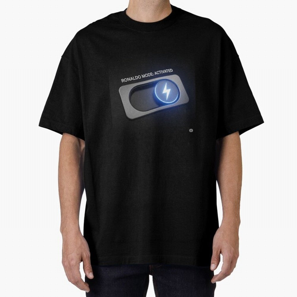 Ronaldo Mode: Activated ¨C Power Switch Football Art Oversized T-Shirt Make Every Kick Count in FIFA World Cup 2026 USA Canada Mexico Celebrating Haaland, Netherlands Energy, Match Day Excitement, Supporter Culture, Golden Goals and Global Football