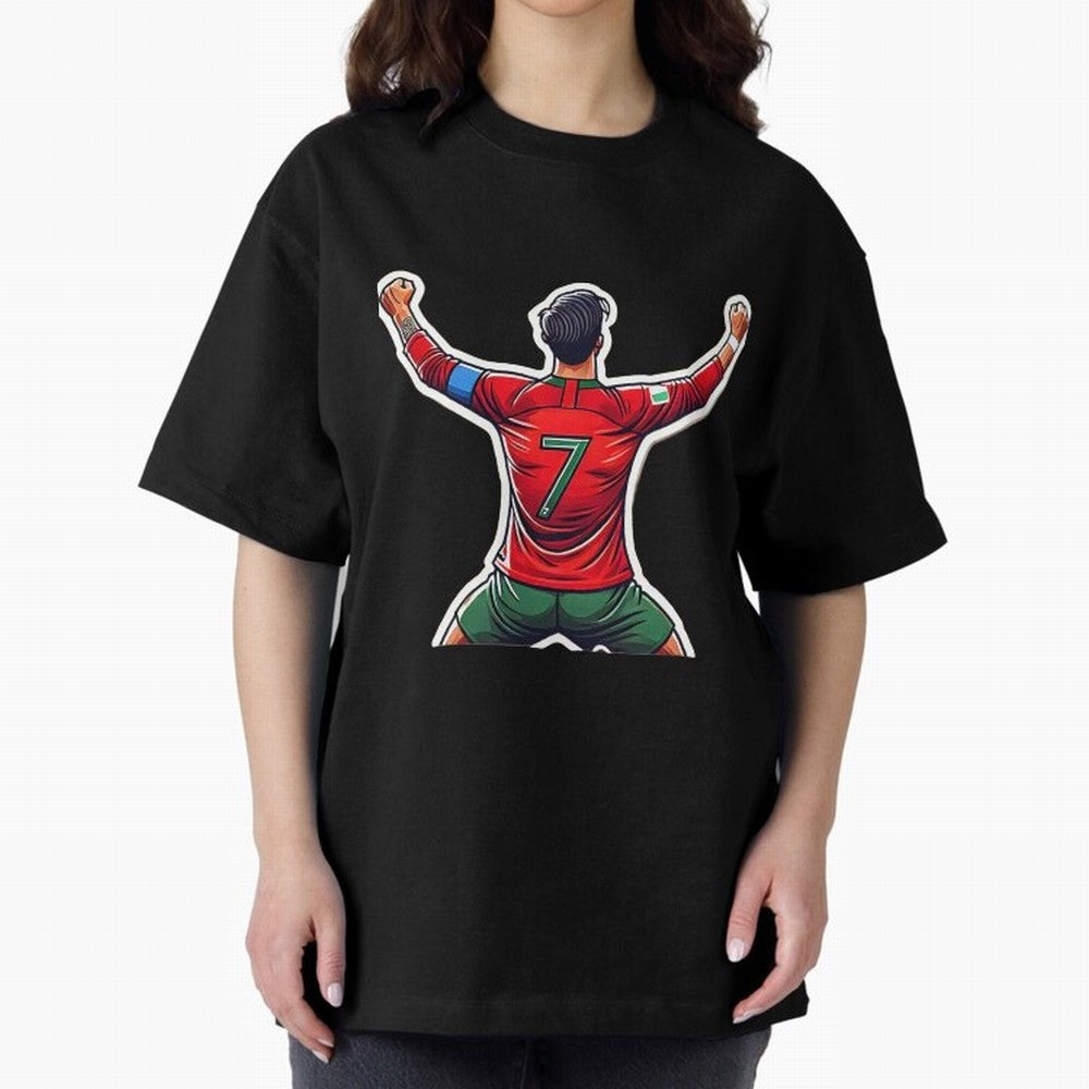 Ronaldo 7 Oversized T-Shirt Upgrade FIFA World Cup 2026 Spirit, Capturing France and Portugal, Messi, CR7 and Mbappe, Stadium Chants, National Pride, Trophy Dreams and Unforgettable Football Memories; Ideal for Football Dads, Football Moms,