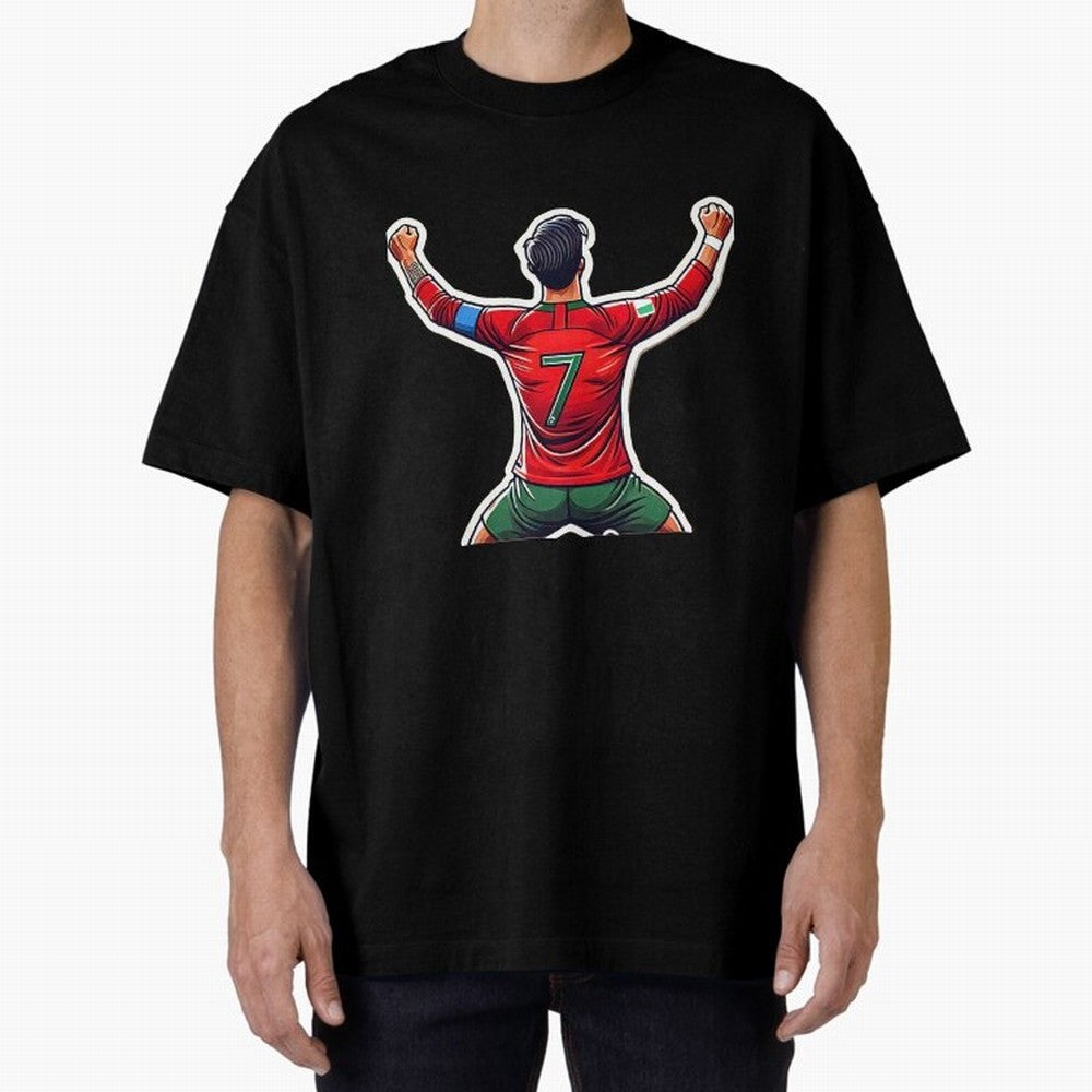 Ronaldo 7 Oversized T-Shirt Upgrade FIFA World Cup 2026 Spirit, Capturing France and Portugal, Messi, CR7 and Mbappe, Stadium Chants, National Pride, Trophy Dreams and Unforgettable Football Memories; Ideal for Football Dads, Football Moms,