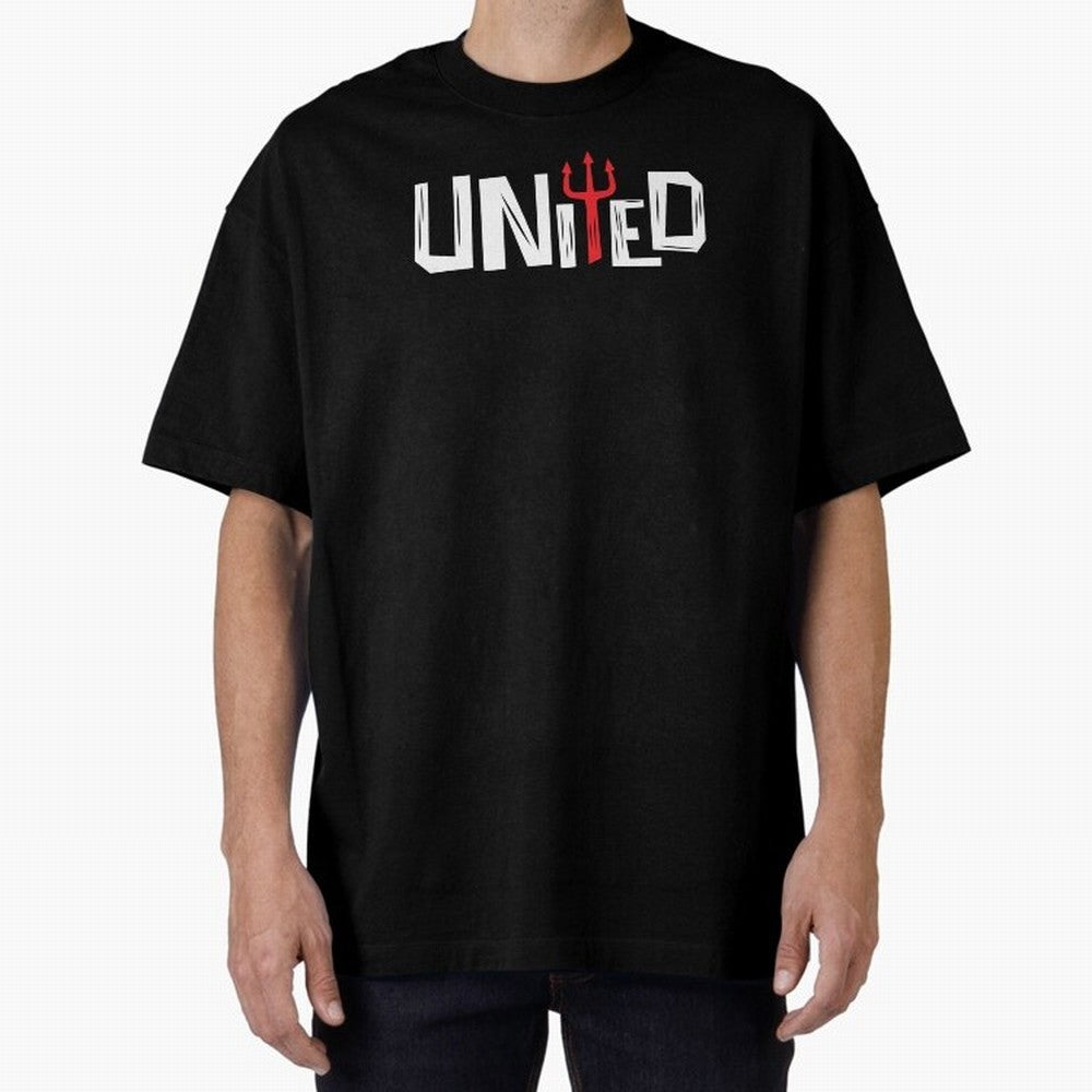 Manchester United - United Typography Oversized T-Shirt Honor Champions and Dreams in FIFA World Cup 2026 for Fans of Messi and Brazil, Bringing Retro Football Energy, Iconic Rivalries, Trophy Chase Drama and Stadium Atmosphere; Made for Die Hard