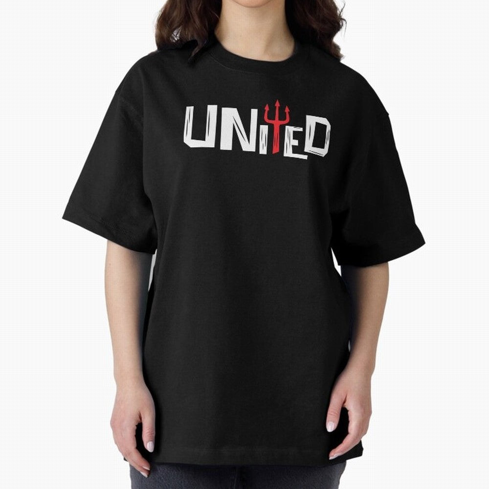 Manchester United - United Typography Oversized T-Shirt Honor Champions and Dreams in FIFA World Cup 2026 for Fans of Messi and Brazil, Bringing Retro Football Energy, Iconic Rivalries, Trophy Chase Drama and Stadium Atmosphere; Made for Die Hard