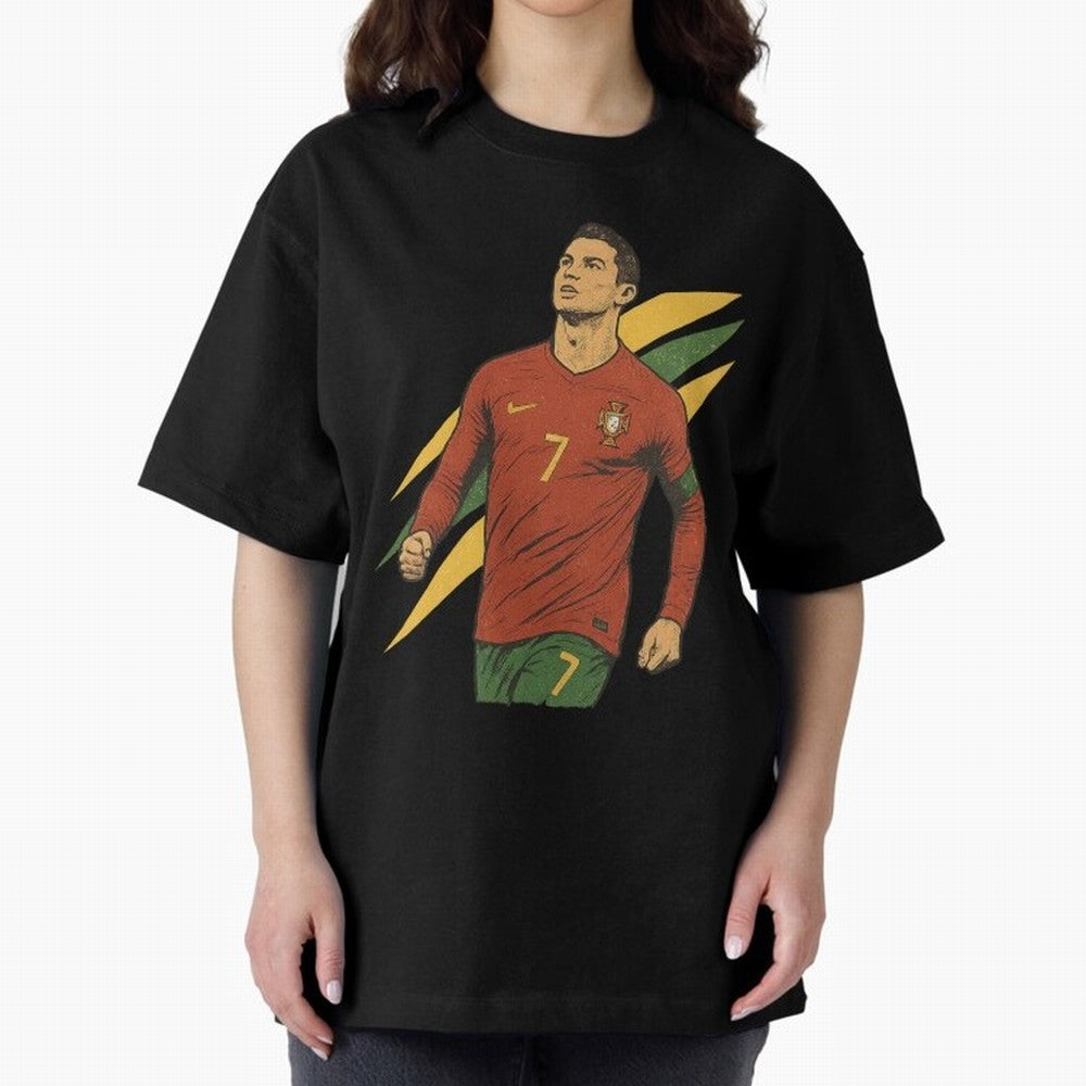 Cristiano Ronaldo Retro Portugal Football Art ¨C Vintage Supporter Design Oversized T-Shirt Support the Legends of the FIFA World Cup 2026 Group Stage Journey through Neymar Highlights, Brazil Pride, Stadium Chants, National Pride, Trophy Dreams