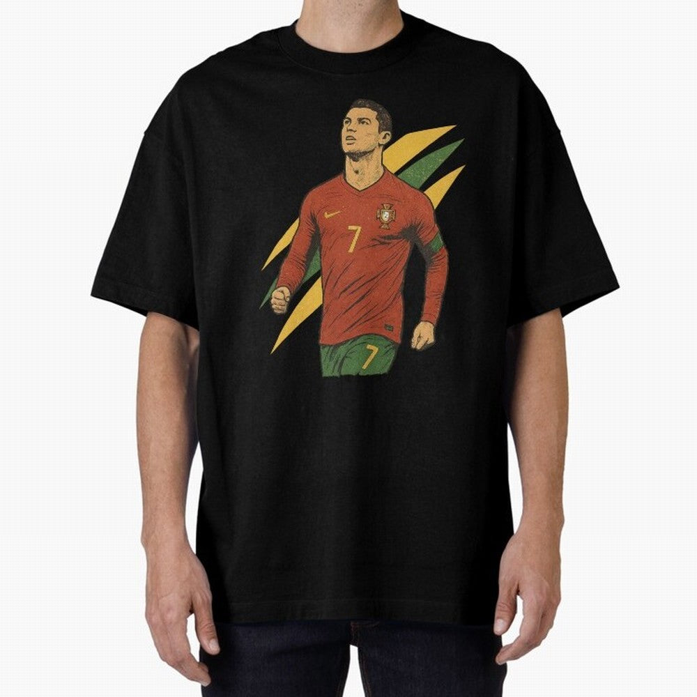 Cristiano Ronaldo Retro Portugal Football Art ¨C Vintage Supporter Design Oversized T-Shirt Support the Legends of the FIFA World Cup 2026 Group Stage Journey through Neymar Highlights, Brazil Pride, Stadium Chants, National Pride, Trophy Dreams