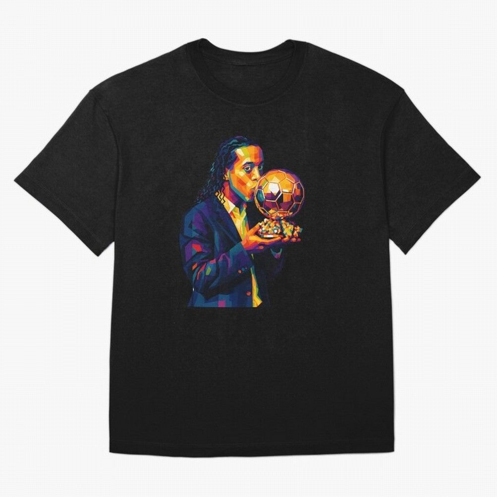 Ronaldinho Wpap Art Oversized T-Shirt Follow the Road to FIFA World Cup 2026 for Fans of Messi and Cristiano Ronaldo and France and Portugal, Bringing Football Passion, Legendary Performances, Festival Vibes and Supporter Community; Ideal for