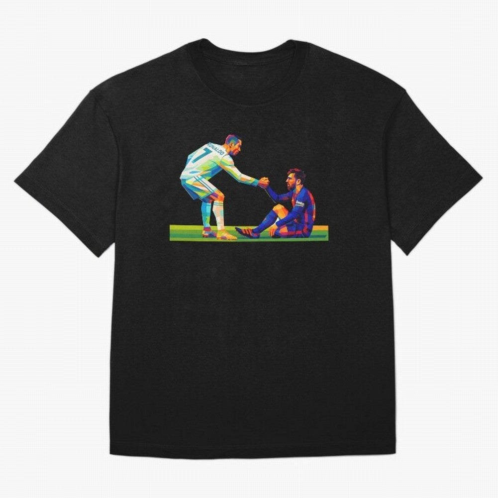 Cristiano Ronaldo & Messi Wpap Art Oversized T-Shirt Support Iconic Players in FIFA World Cup 2026 for Fans of Cristiano Ronaldo and England and Germany, Bringing Global Supporter Spirit, Legendary Goals, National Colors and Tournament Celebration;