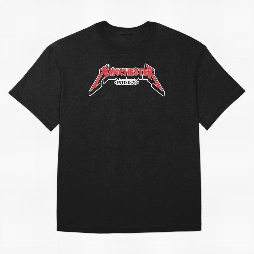 Manchester United Metal Font Oversized T-Shirt Experience the Global Stage of FIFA World Cup 2026 USA Canada Mexico Spirit, Filled with Spain and Netherlands, Messi and Cristiano Ronaldo, Supporter Pride, Iconic Celebrations, Legendary Names and
