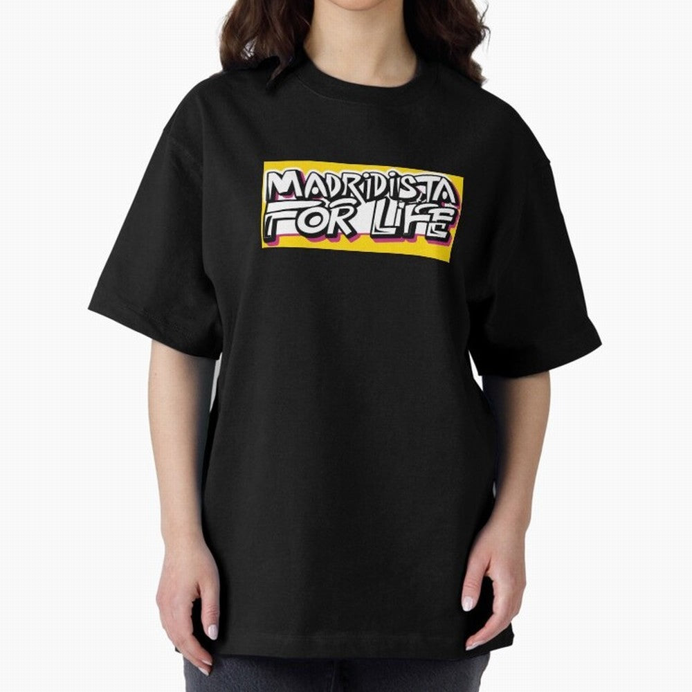 Madridista for Life Oversized T-Shirt Show Your Tournament Heart for Global Football Passion for FIFA World Cup 2026 USA Canada Mexico, Inspired by CR7 and Messi, England and Germany, Game Day Rituals, Football Legends, Country Pride and the Road
