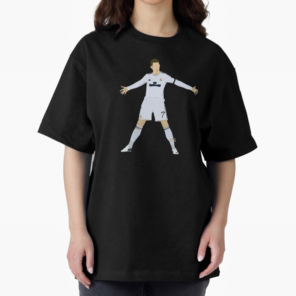 Cristiano Ronaldo celebrates at Real Madrid Oversized T-Shirt Enjoy FIFA World Cup 2026 Group Stage Driven by Messi, Neymar and Mbappe, France Energy, Classic Soccer Heritage, Championship Pressure, Fan Loyalty and International Pride; Perfect for