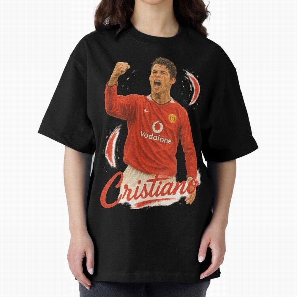 Young Cristiano Ronaldo Man United Art ¨C Rising Soccer Legend Tribute	 Oversized T-Shirt Refresh Match Day Hype around FIFA World Cup 2026 USA Canada Mexico, CR7 and Messi, France and Portugal, Championship Spirit, Famous Goals, Roaring Crowds and