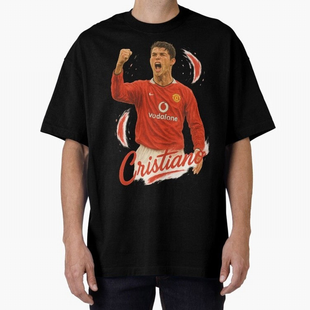 Young Cristiano Ronaldo Man United Art ¨C Rising Soccer Legend Tribute	 Oversized T-Shirt Refresh Match Day Hype around FIFA World Cup 2026 USA Canada Mexico, CR7 and Messi, France and Portugal, Championship Spirit, Famous Goals, Roaring Crowds and