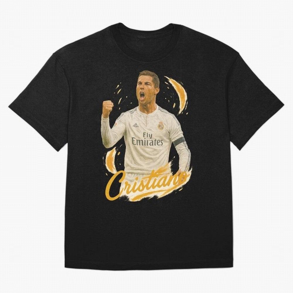 Cristiano Ronaldo Madrid Art - Iconic Soccer Legend Tribute Oversized T-Shirt Relive Global Football Passion for FIFA World Cup 2026, Celebrating CR7 and Messi, England and Germany, Tournament Hype, Historic Matchups, Family Viewing Parties and