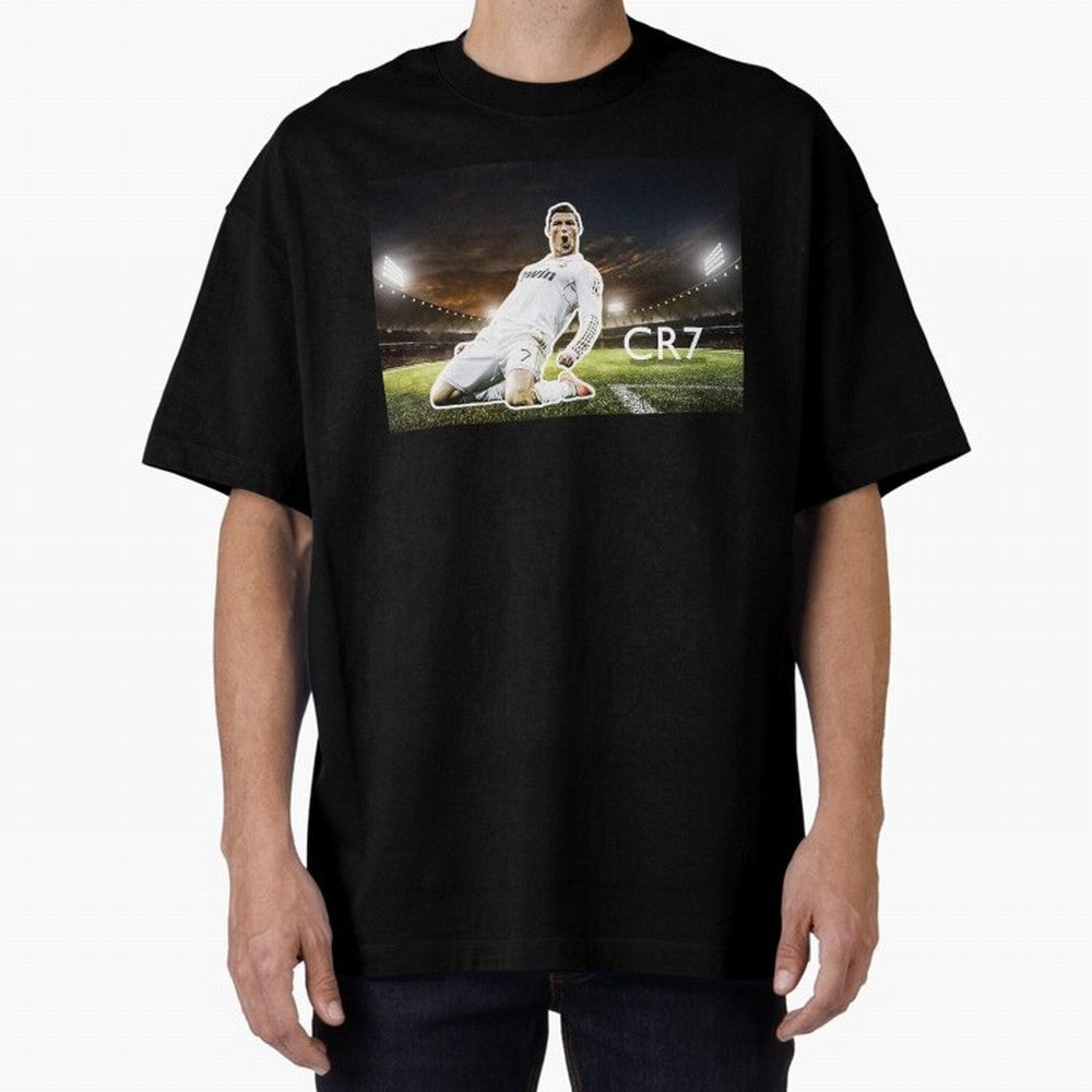 Cristiano Ronaldo Celebration Scene Oversized T-Shirt Support the Legends of FIFA World Cup 2026 Group Stage for Fans of Neymar, Haaland and Cristiano Ronaldo and England and Germany, Bringing Vintage Soccer Flavor, Modern Football Stars, National