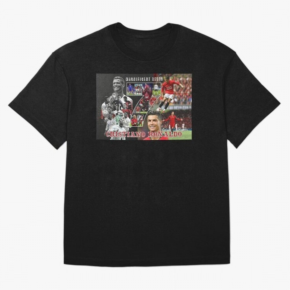 Cristiano Ronaldo - Magnificent 7 Poster Oversized T-Shirt Support the FIFA World Cup 2026 USA Canada Mexico Journey through Neymar, Haaland and Cristiano Ronaldo Highlights, Portugal Pride, Football History, Final Match Energy, Crowd Noise and
