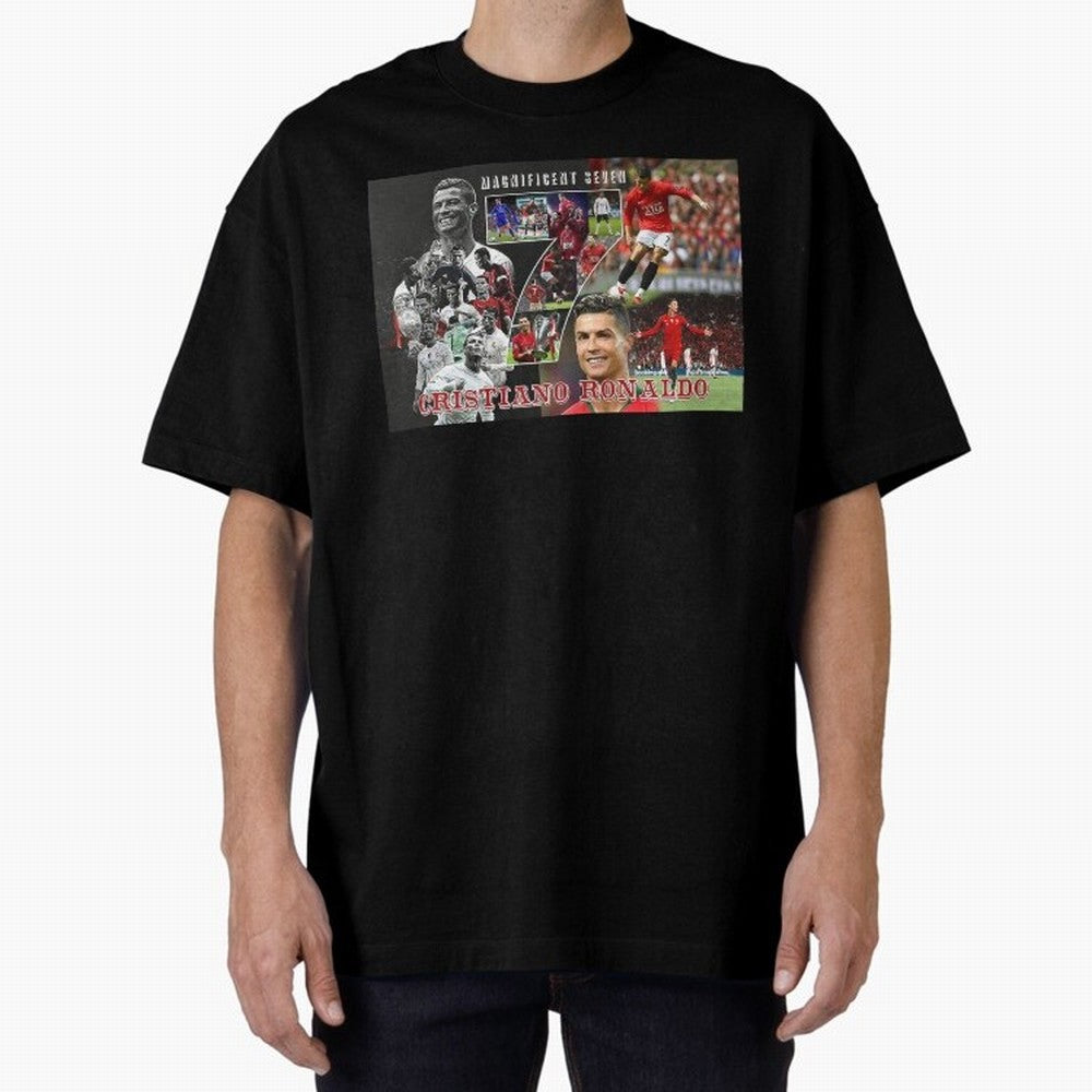 Cristiano Ronaldo - Magnificent 7 Poster Oversized T-Shirt Support the FIFA World Cup 2026 USA Canada Mexico Journey through Neymar, Haaland and Cristiano Ronaldo Highlights, Portugal Pride, Football History, Final Match Energy, Crowd Noise and