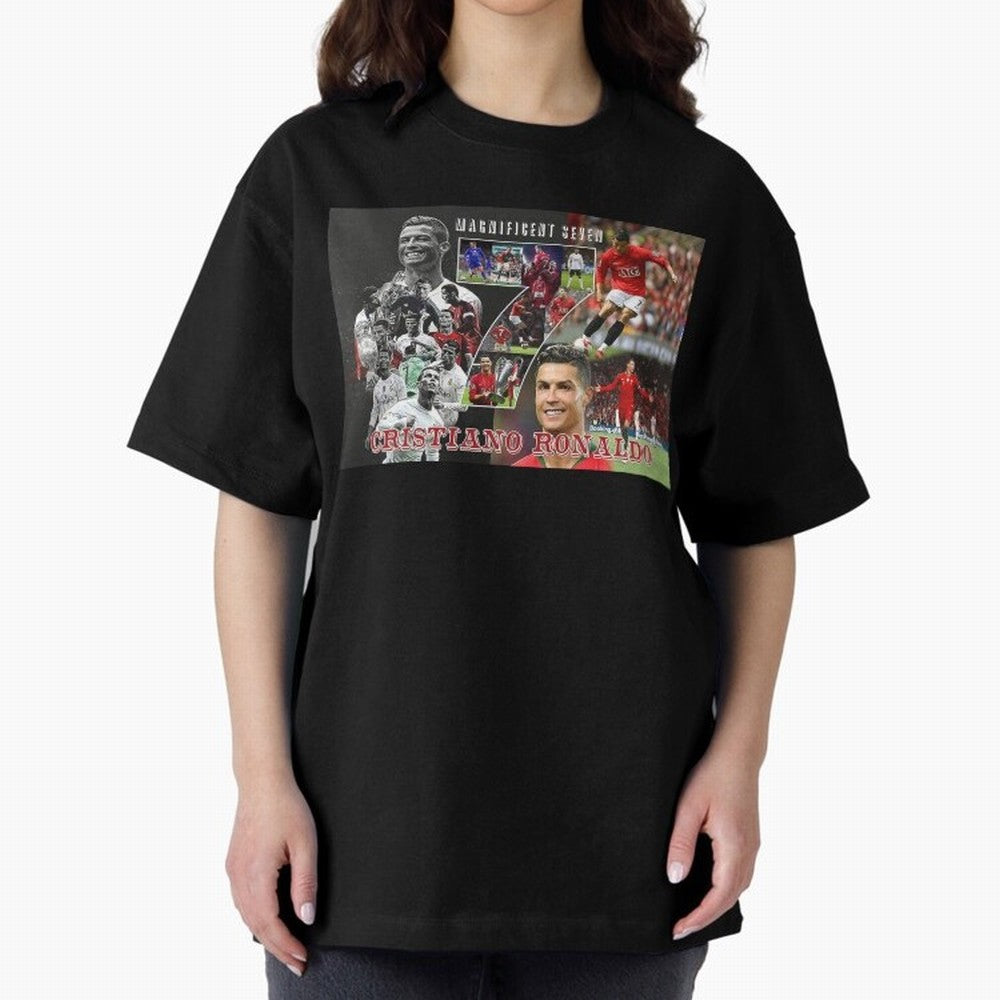 Cristiano Ronaldo - Magnificent 7 Poster Oversized T-Shirt Support the FIFA World Cup 2026 USA Canada Mexico Journey through Neymar, Haaland and Cristiano Ronaldo Highlights, Portugal Pride, Football History, Final Match Energy, Crowd Noise and