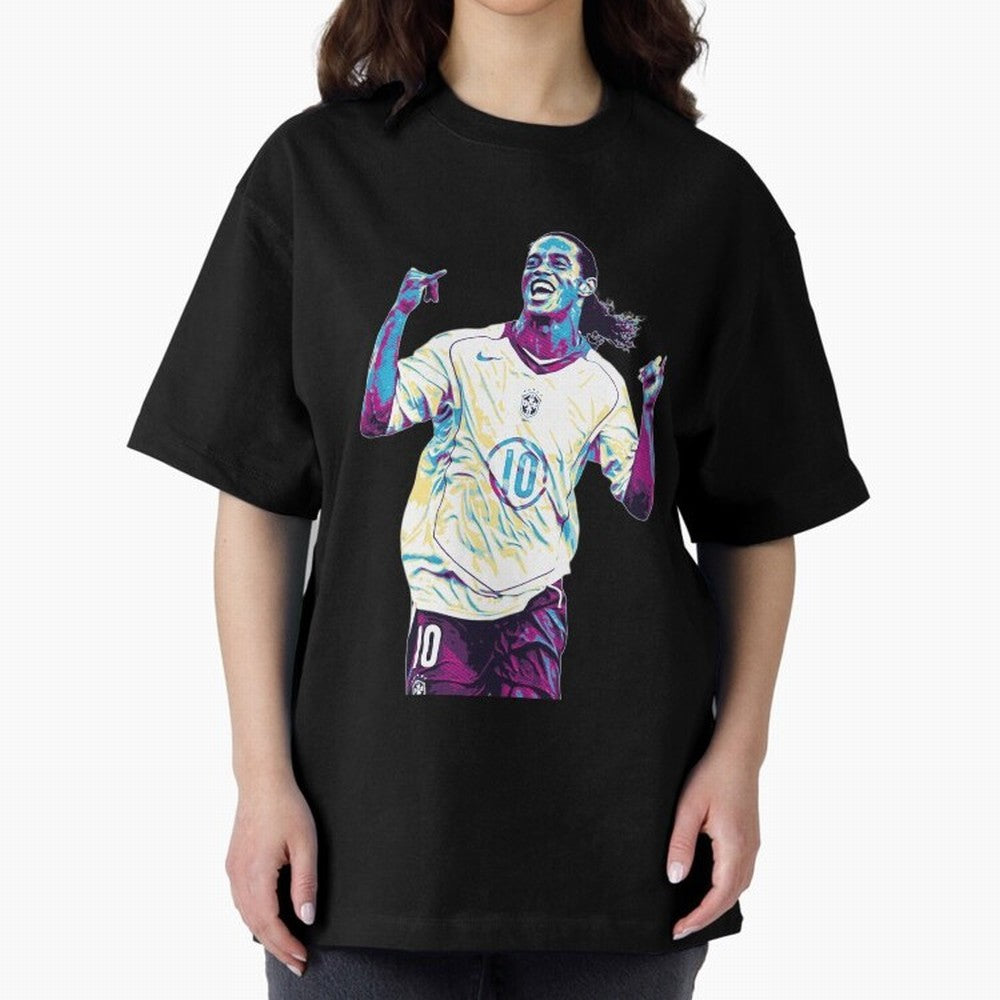 Ronaldinho brazil team Oversized T-Shirt Celebrate Fan Favorites in Match Day Hype around FIFA World Cup 2026 Group Stage, Messi, CR7 and Mbappe, Germany, Sports Nostalgia, International Competition, Famous Players and Unforgettable Victories;