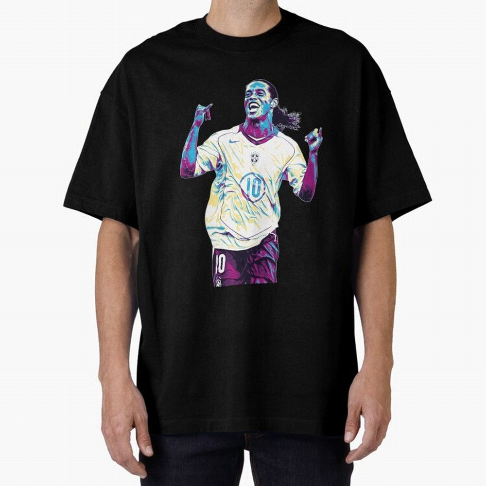 Ronaldinho brazil team Oversized T-Shirt Celebrate Fan Favorites in Match Day Hype around FIFA World Cup 2026 Group Stage, Messi, CR7 and Mbappe, Germany, Sports Nostalgia, International Competition, Famous Players and Unforgettable Victories;