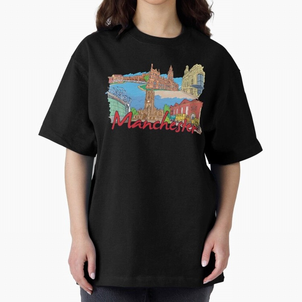 Manchester Oversized T-Shirt Show Championship Spirit for Match Day Hype around FIFA World Cup 2026, Messi and Cristiano Ronaldo, Germany, Supporter Pride, Iconic Celebrations, Legendary Names and Global Match Day Energy; Great for Watch Parties,