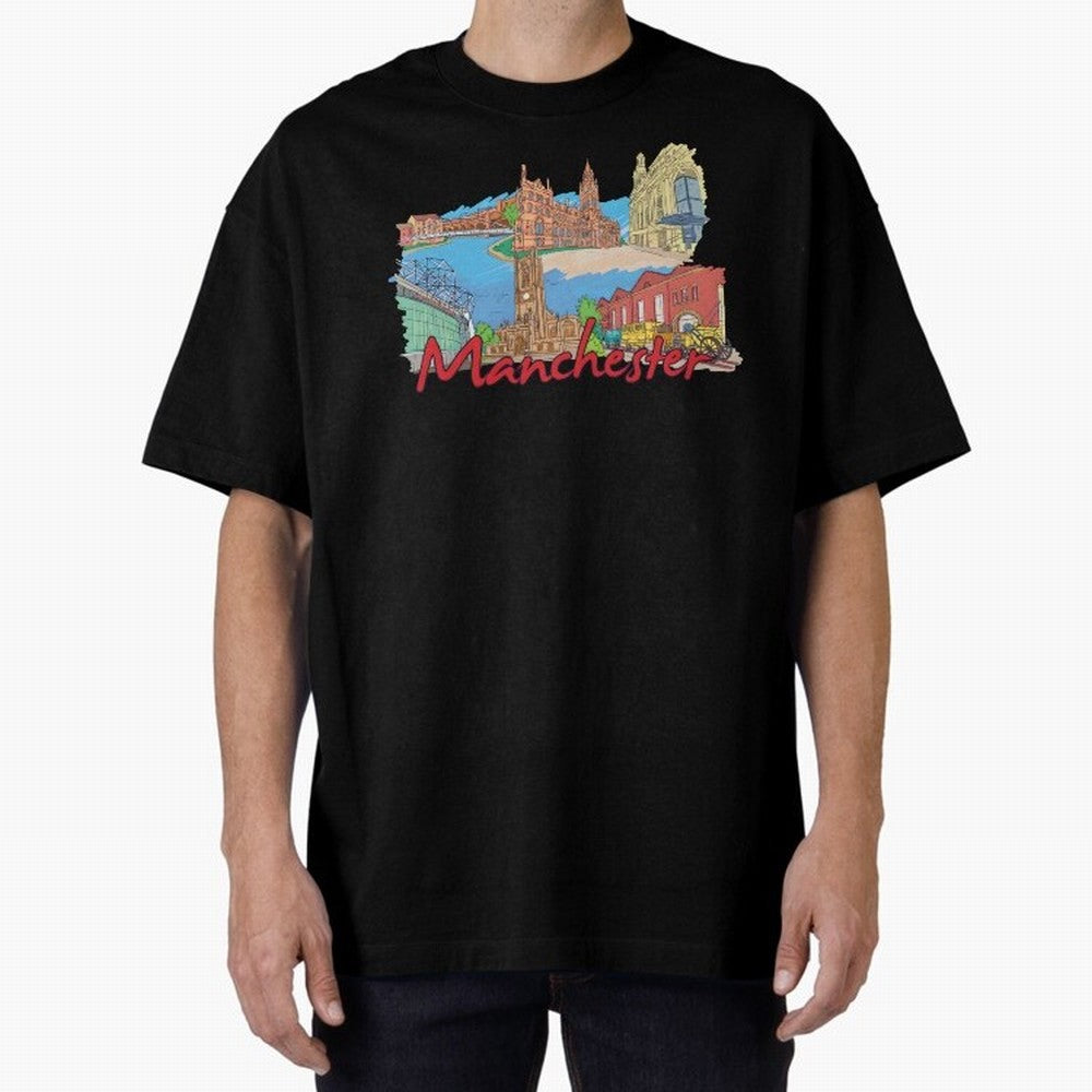 Manchester Oversized T-Shirt Show Championship Spirit for Match Day Hype around FIFA World Cup 2026, Messi and Cristiano Ronaldo, Germany, Supporter Pride, Iconic Celebrations, Legendary Names and Global Match Day Energy; Great for Watch Parties,