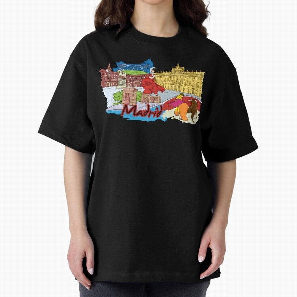 Madrid Oversized T-Shirt Carry the Colors and Pride of the FIFA World Cup 2026 USA Canada Mexico Journey through Cristiano Ronaldo Highlights, Argentina, France and Brazil Pride, Worldwide Fan Energy, Dramatic Goals, Stadium Lights and Championship